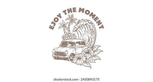 beach summer holiday surfing vector logo