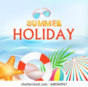 Beach summer holidays vector illustration card