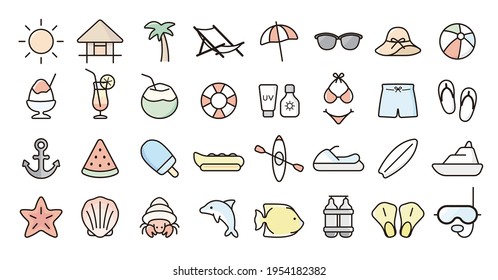 Beach and Summer Icon Set