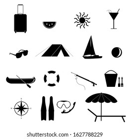 beach and summer icon vector in black color