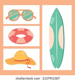 Strand- und Sommersymbole