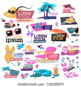 Beach And Summer Icons - Set - Isolated On White Background - Vector Illustration, Graphic Design Editable For Your Design. Logo Symbols