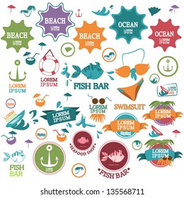 Beach And Summer Icons - Set - Isolated On White Background - Vector Illustration, Graphic Design Editable For Your Design. Logo Symbols