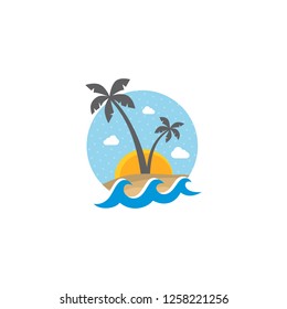 beach summer island theme sign label vector