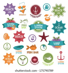 Beach And Summer Labels Set - Isolated On White Background - Vector Illustration, Graphic Design Editable For Your Design.