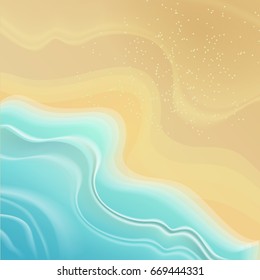 Beach, summer location. Yellow sand and blue waves for your design.
