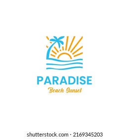 Diseño del logotipo de verano en la playa, logotipo de monolina