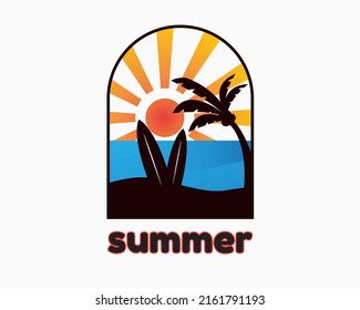 beach or summer logo design template. simple style design. beach illustration vector