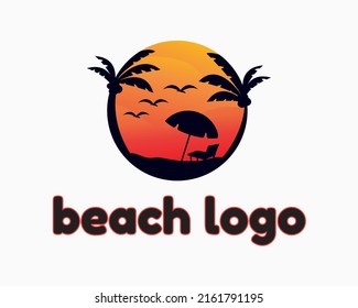 beach or summer logo design template. simple style design. beach illustration vector