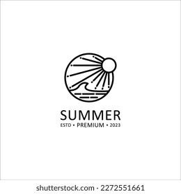 Ilustración vectorial del diseño del logotipo de verano de la playa