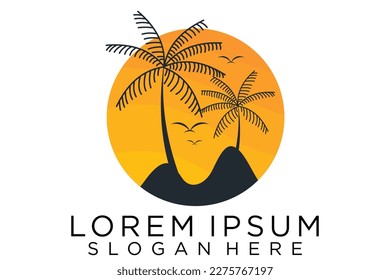 Beach summer logo design Vector