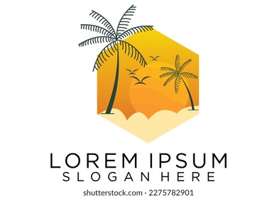 Beach summer logo design Vector