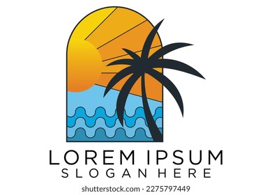 Beach summer logo design Vector