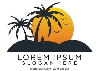 Beach summer logo design Vector