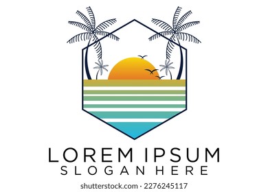 Beach summer logo design Vector