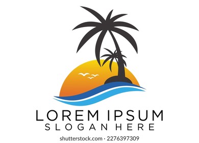 Beach summer logo design Vector