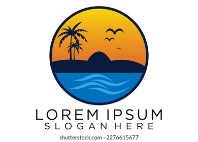 Diseño de logotipo de verano en la playa Vector