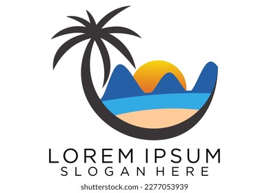 Beach summer logo design Vector