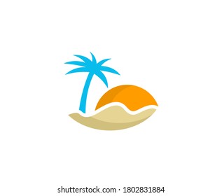 Beach summer logo palm sun vector 