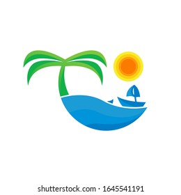 Plantilla de logotipo de verano en la playa