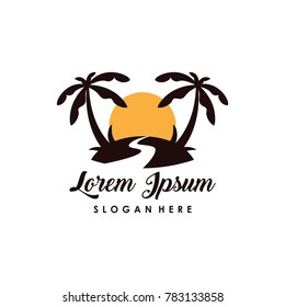 beach, summer, palm, logo template