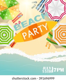 Beach Summer Party Poster Vector Illustration EPS10