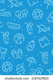 Beach and summer pattern background for graphic design.A-size vertical.