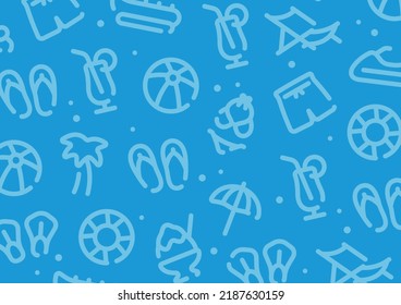 Beach and summer pattern background for graphic design.A-size horizontal.