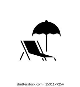 beach summer sea black umbrella icon in flat style isolated. Vector Symbol illustration.