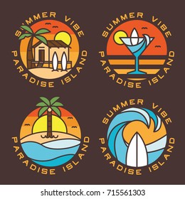 beach, summer set badges vector