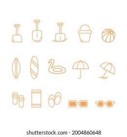 Beach summer set icon design