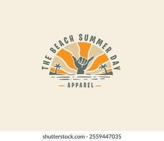 the beach summer shaka logo design