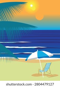 beach summer sun sunset sunbed umbrella