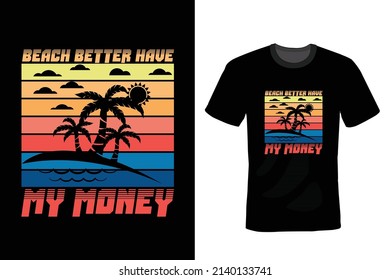 Beach and summer T shirt design, vintage, typography