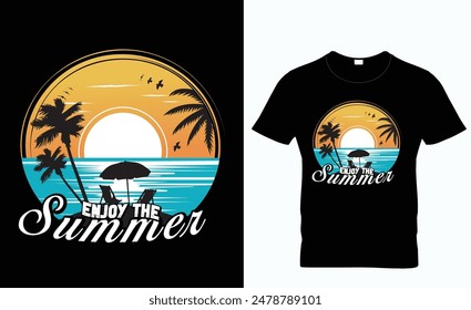 Beach summer t shirt design. Summer sublimation t shirt Vector illustration.
