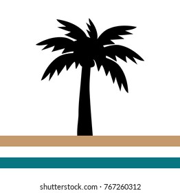 Beach and summer theme logo with palm three design template