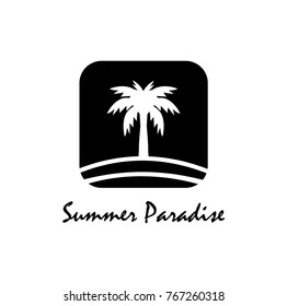 Beach and summer theme logo with palm three design template