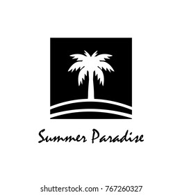 Beach and summer theme logo with palm three design template