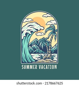 Beach Summer Vacation Illustration For Merchandise