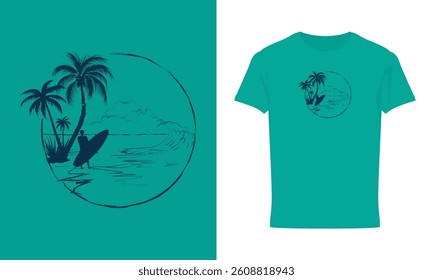 beach Summer vector Art Adventure T Shirt Design, beach Line Art Adventure T Shirt Design