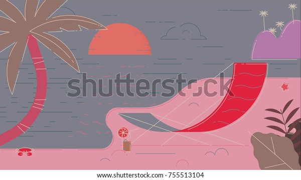 Beach Summer Vector Illustration Stock Vector Royalty Free 755513104 Shutterstock 3464