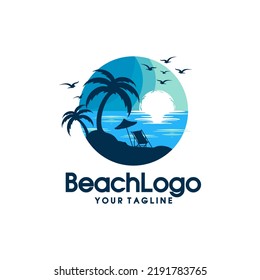 Beach summer vector logo design