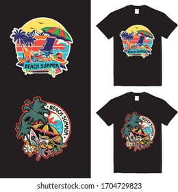 Beach summer vector multicolor stock images t shirts background template design 