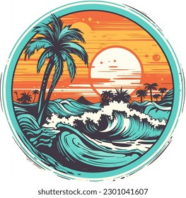 beach summer vector t shirt design 