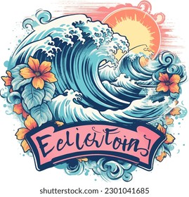 beach summer vector t shirt design