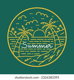 Der Strand im Sommer, Vektorgrafik-T-Shirt-Aufkleber