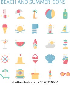 Beach And Summer Without Outline Style