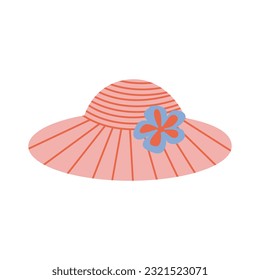 Beach sun hat Sun protection vector illustration women fashion accessory