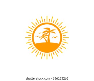 Beach Sun Icon Logo Design Element