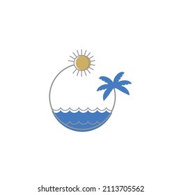 beach sun mono modern logo desain